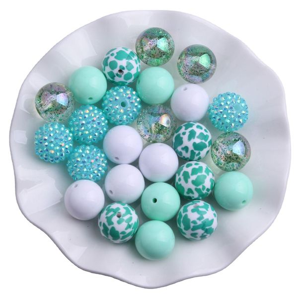 Quartzo sintético Kwoi Vita Am-028 Colorf Mint Color Mix 20mm Rodada Acrílica Chunky Beads para crianças Colar Jóias Fazendo 50pcs Drop de Dh9Bf