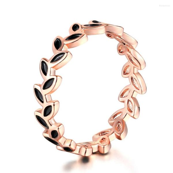 Cluster-Ringe, Öltropfen, Oliver-Blatt-Ring für Frauen, Roségold, alle Größen, Geschenk, Mädchen, Alltag, Accessoires, Modeschmuck, R183