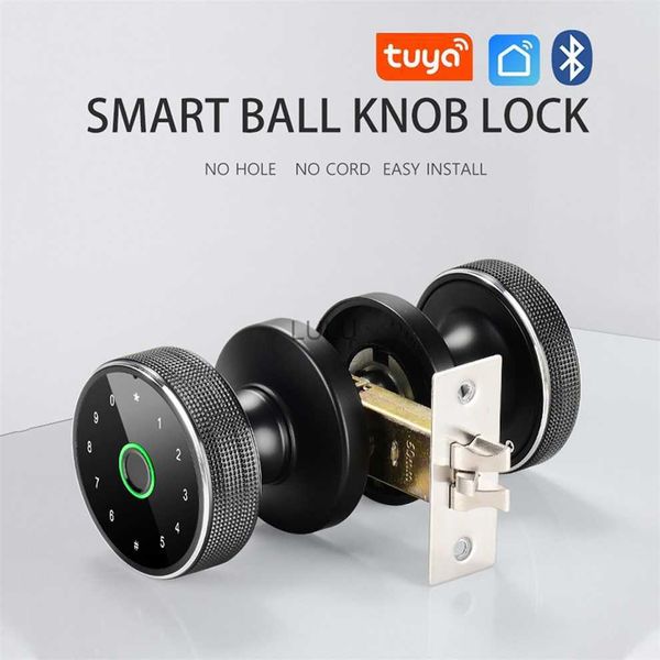 Türschlösser WAFU Q3 Fingerabdruckschloss Smart Tuya Knopf Türschloss Unterstützung Schlüssel Passwort Bluetooth APP Entsperren Akku HKD230902