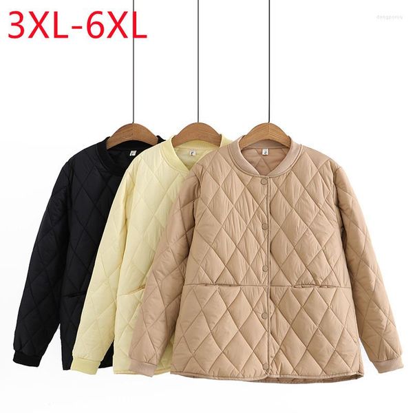 Casacos de Trench das Mulheres 2023 Senhoras Inverno Plus Size Tops para Mulheres Grande Manga Longa O-pescoço Amarelo Argyle Casaco 3XL 4XL 5XL 6XL