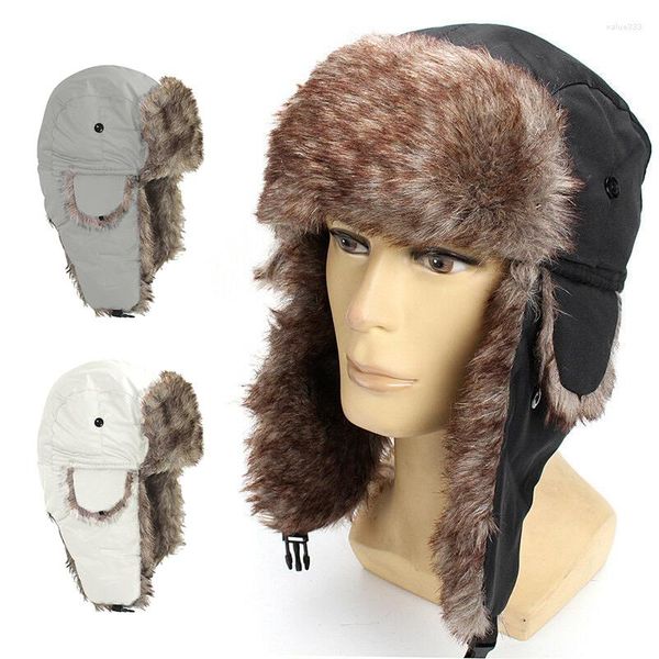 Berretti da uomo invernali Trapper caldo russo impermeabile cappello da sci berretto bomber unisex peluche sport all'aria aperta caccia allo sci