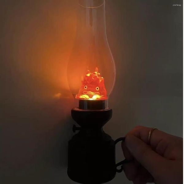 Dekorative Figuren Casifer Nachtlicht Cartoon Anime Flamme Lichter Heulen Wandelndes Schloss Kerosin Kerze Atmosphäre Lampe Für Schlafzimmer Zuhause