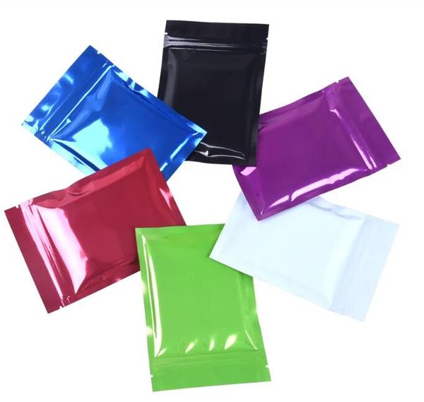 6 Boyut 6 Renk Metalik Mylar Kendinden Sızdırmazlık Çantaları Düz ​​Siyah Alüminyum Folyo Paketleme Poşetleri Plastik Torbalar