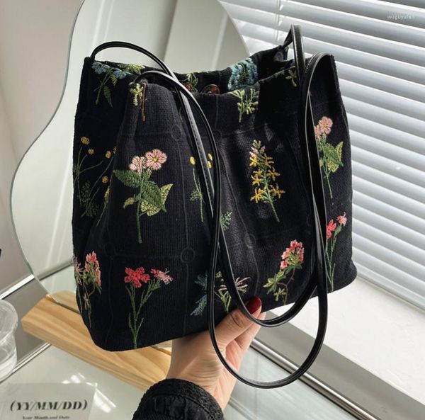 Borse da sera Borsa in tela di design da donna in tessuto di alta qualità Borsa a tracolla con fiori grandi Borse a tracolla ad alta capacità