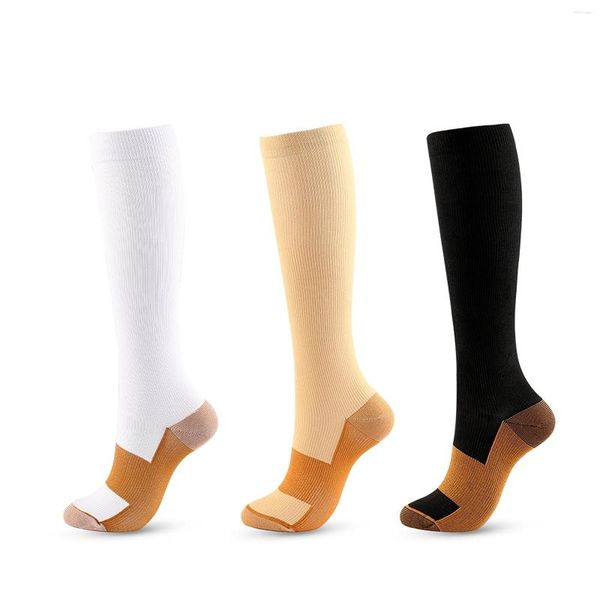Erkek Çorap Kadın Sıkıştırma Çorapları Bakır Fiber Naylon Basınç Buzağı Erkek Açık Kablo Örgü Noel Çorap