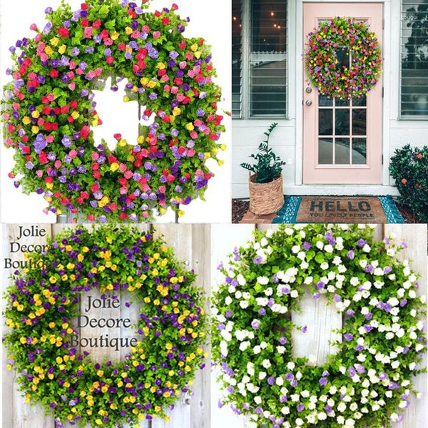 Dekorative Blumen Bunte Kranz Blume Bauernhaus Girlande Cottage Haustür Wandbehang Frühling Sommer Hochzeit Home Decora