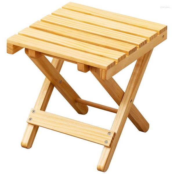 Camp Furniture Tragbarer Klapp-Tritthocker aus natürlichem Massivholz für Erwachsene und Kinder, Outdoor, Angeln, Camping, Grillen, Picknick, Strand, ultraleichter Stuhl