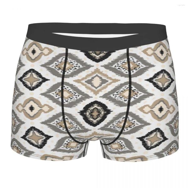 Cuecas masculinas boêmias tribais étnicas boho vintage engraçado boxer shorts calcinha masculina macia s-xxl