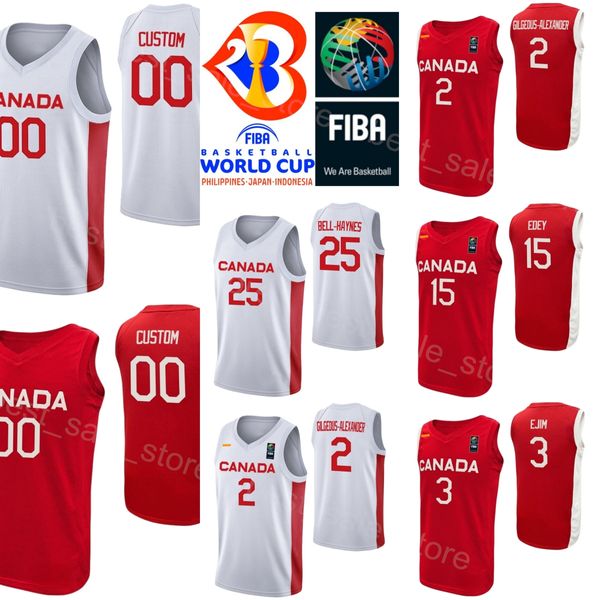 Maglia da basket stampata Maglia Canada Coppa del mondo 2023 Jamal Murray 27 Andrew Wiggins 22 23 Phil Scrubb 25 TRAE BELL-HAYNES 15 ZACH EDEY Dillon Brooks 24 3 Melvin Ejim