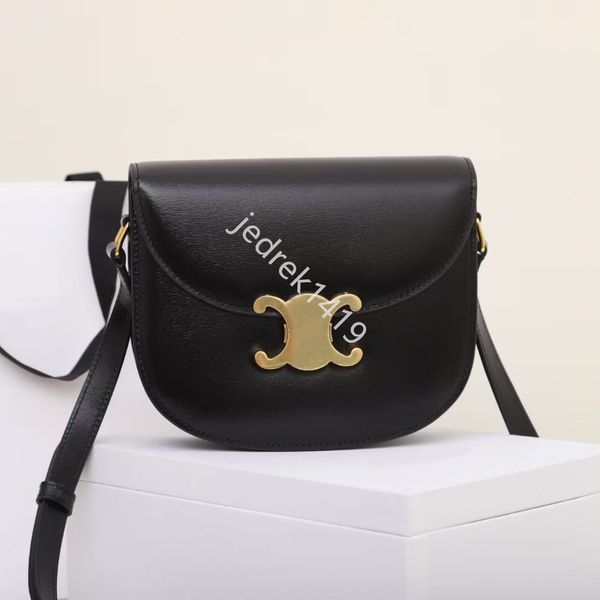 Celinns teen triomphe eyer çanta üst kaliteli cowhide crossbody lüks tasarımcı çantaları klasik üçlü logo kapanma mini flep omuz çantaları 10a el sanatları çanta