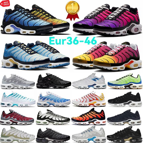 Nuove scarpe da corsa tn plus uomo donna Kumquat Nero Marina Sunset Gradient Wild Prints Blu Stampe grafiche Atlanta Rainbow scarpe da ginnastica da uomo Taglia 36-46