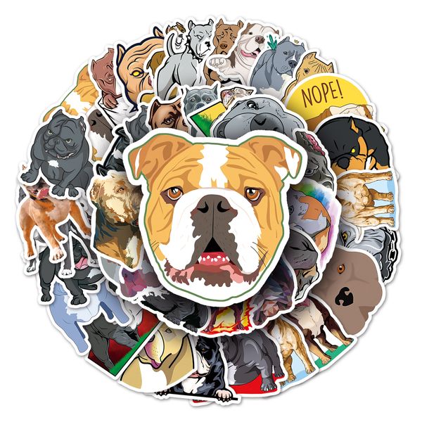 50 pezzi di cartone animato animale bulldog creativo adesivo graffiti PVC moda auto tendenza decorazione impermeabile