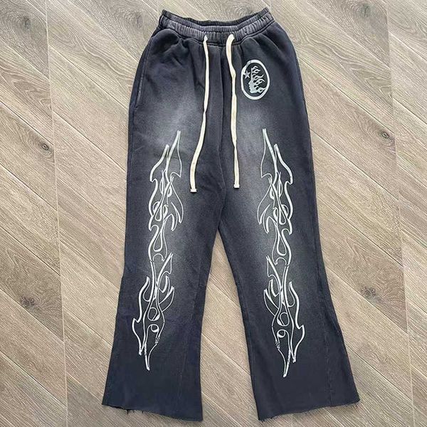 Männer Hosen Real Photo Hellstar Hosen Vintage Do Old Flame Drucken Hohe Qualität Looper Männer Frauen Jogginghose Schlaghosen SXL J230901