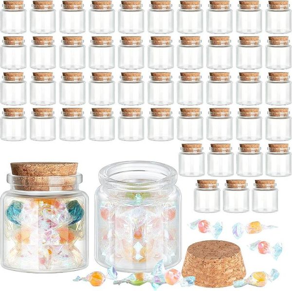 Garrafas de armazenamento 24pcs Capacidade 50ml 47x50x33mm com frascos de vidro transparentes de cortiça para decoração de férias de casamento presentes de Natal