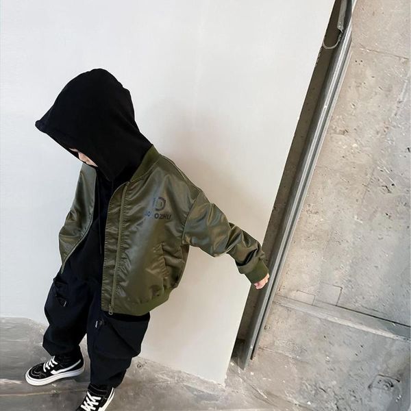 Jacken Herbst Frühling Grün Baseball Jacke Mantel Große Kinder Teenager Mode Kleidung Für Mädchen Jungen Strickjacke 4 bis 12 Kinder outwear