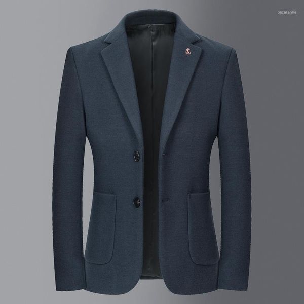 Ternos masculinos outono inverno clássico lã de ovelha blazers masculino azul cinza preto cashmere jaqueta de lã terno único breasted traje negócios