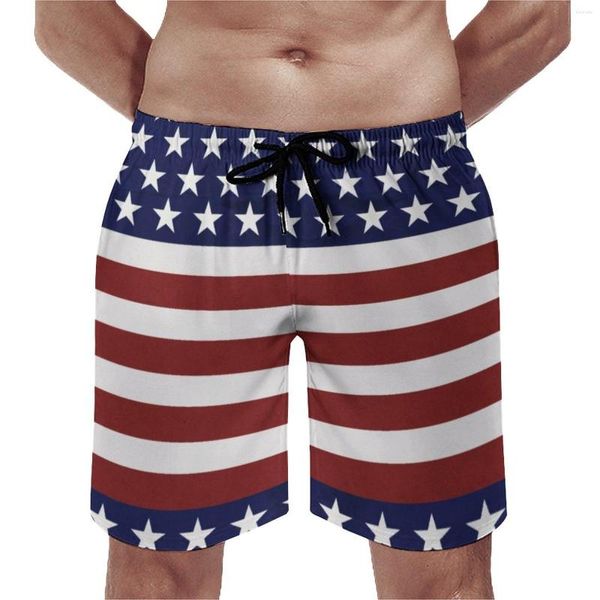 Shorts masculinos verão ginásio bandeira americana EUA correndo patriótico 4 de julho américa orgulho design praia casual secagem rápida troncos de natação