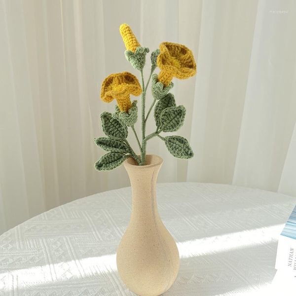 Dekorative Blumen gehäkelte Trompetenkriechpflanzen, Simulation, Zuhause, Party, Hochzeit, künstliche Blumensträuße, Dekorationen, Pografie-Requisiten, keine Vase