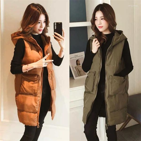 Gilet da donna Gilet con cappuccio Donna Cappotto di media lunghezza Inverno Studente coreano Moda Casual Giacca in cotone tutto-fiammifero Cardigan MM grasso A914