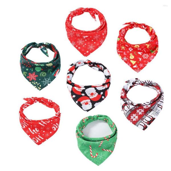 Coleiras para cães Pet Bandana Acessórios para gatos Lenço de Natal Coleira Impressão Babadores Papai Noel Toalha Suprimentos para fantasias