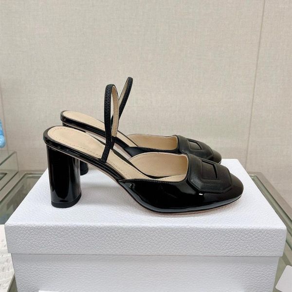 Sandálias Verão Sexy Lady Mulheres Preto Couro Genuíno Grosso Sole Strap Strappy Sandalias Slingback Designers Gladiador