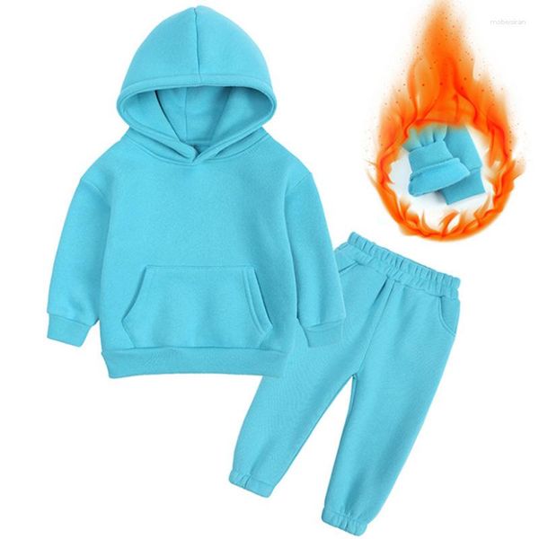 Kleidung Sets Winter Kinder Kinder Set Sport Top Hemd Hosen Für Jungen Mädchen Baby Warme Leere Kleidung Baumwolle Pullover Casual solide