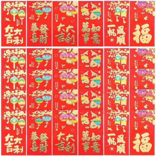 Presente Envoltório 30 Pcs Carteira Vermelha Estilo Chinês Dinheiro Delicado Envelope Personalidade Saco Hong Bao Papel Tradicional