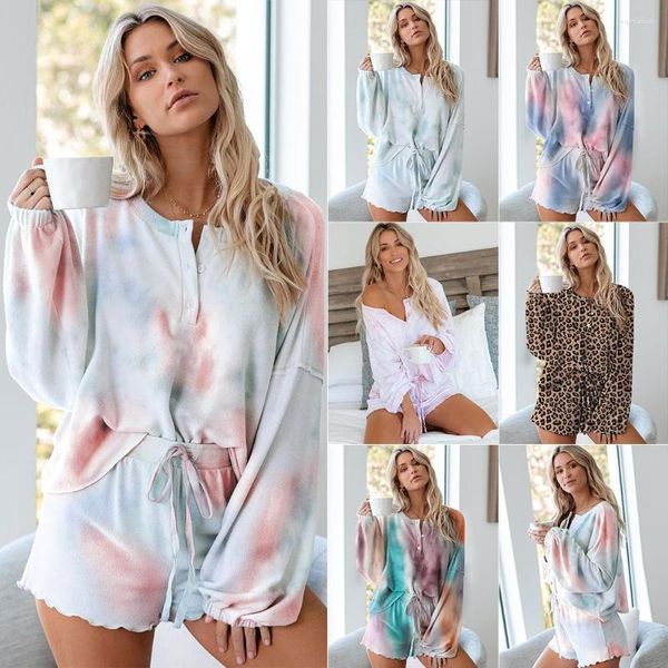 Mulheres sleepwear 2023 chegada letra colorida mulheres sexy senhoras casa roupas dois conjuntos de peças lingerie cinta shorts