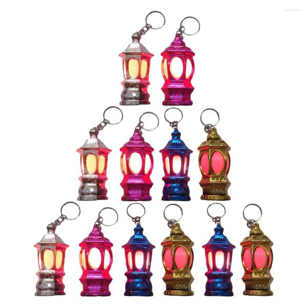 Lampade da tavolo 40 pezzi Chiave Lanterna Chiave Ramadan LED Keyring Tornario leggero decorazione musulmana Dono musulmano