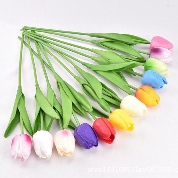 Dekorative Blumen 10 Teile/los Künstliche Tulpe Blume Real Touch PU Blumenstrauß Für Zuhause Hochzeit Garten Dekoration Weihnachten Dekor Silikon Gefälschte