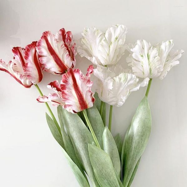 Flores decorativas bastante ecológica 3d papagaio tulipa flor artificial realista dobrável simulação de longa duração para festa de aniversário