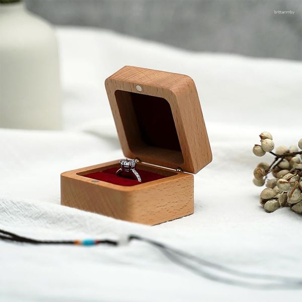 Bolsas de jóias de madeira anel de casamento caixas de presente sacos caso embalagem para colar titular organizador caixa