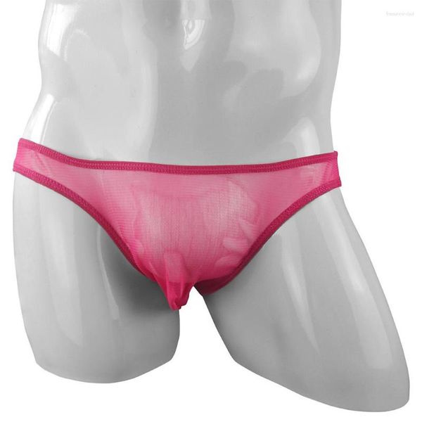 Underpants Sexy Underwear Homens Sheer Malha See-Through Bikini Briefs Respirável Secagem Rápida Ultra-Fino Cintura Baixa Calcinha Macia