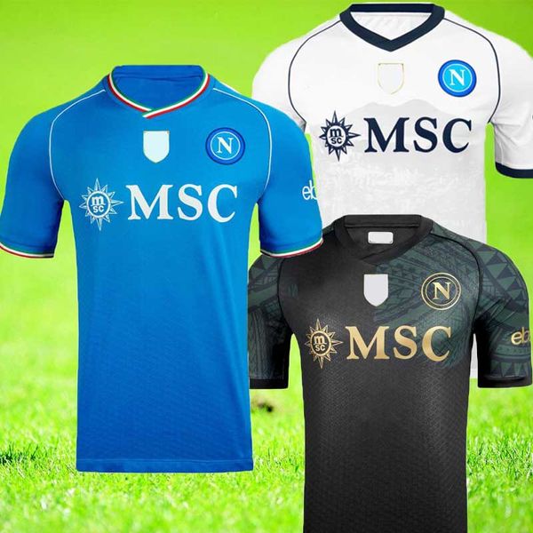 2023 2024 SSC NAPOLI camisas de futebol Maglia Nápoles 2324 ZIELINSKI ANGUISSA OLIVERA KVARATSKHELIA OSIMHEN LOZANO Maillots de foot men kids kit terceira camisa de futebol