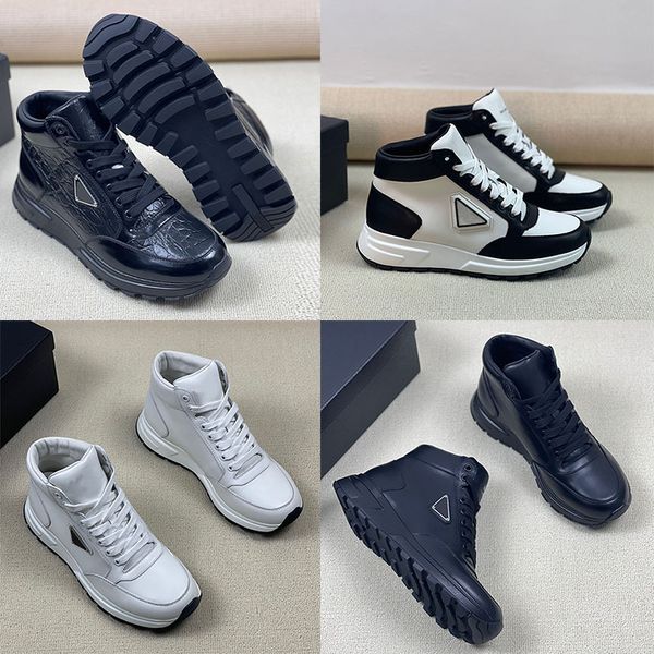 Inverno novo elegante tênis de alta qualidade homens marca designer triângulo em relevo lado superior couro superior homem minimalista confortável espuma borracha sola chaussures homme