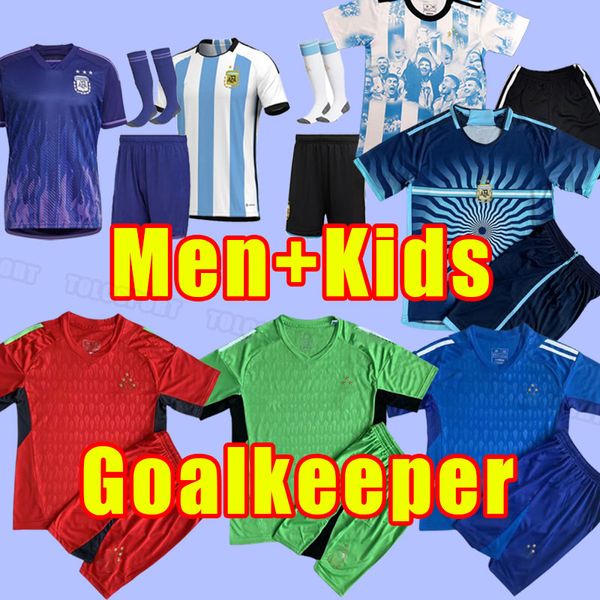 Argentinien Fußballtrikots Fußballtrikot 2022 2023 2024 DYBALA AGUERO MARADONA DI MARIA 22 23 24 Fans Version Männer Kinder Kit Sets Uniformen Socken Heim Auswärts Torwart