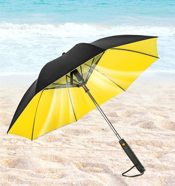 Regenschirme Kreativer Sommerschirm mit Ventilator und Nebelspray langer Griff sonniger regnerischer UV-Beweis für Männer Frauen Sonnenschirm im Freien Strand