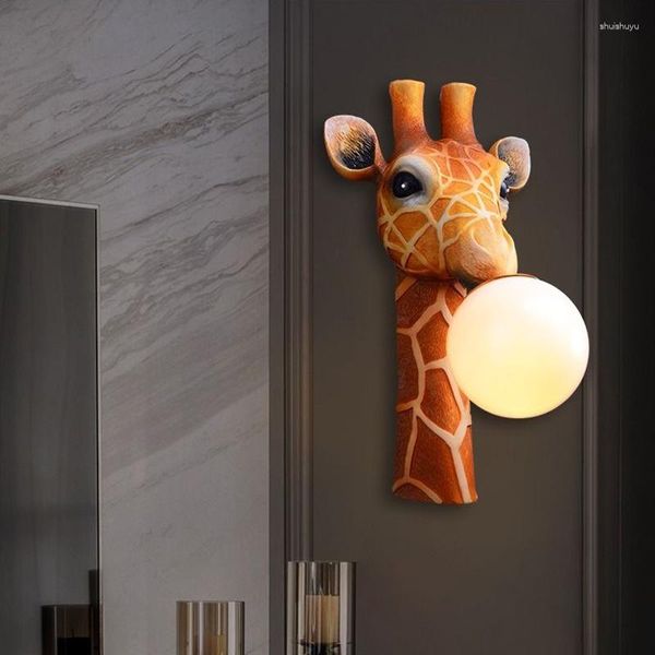 Lampada da parete moderna Cartoon LED Giraffa Bambino europeo Sfondo Decorazione Illuminazione Casa Soggiorno Camera da letto Luce