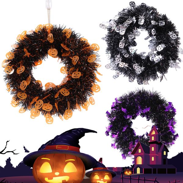 2023 Хэллоуин украшения гирлянда кулон Фестиваль призраков вечеринка имитация кольца из ротанга дверное висит кольцо из ротанга с черепом тыквы