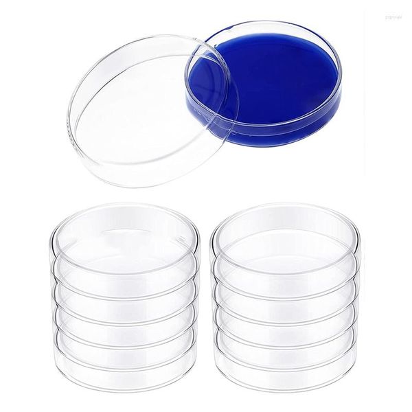 Стеклянные чашки Петри, набор тарелок, боросиликатная лаборатория, прозрачная тканевая культура с крышкой (10 шт.)