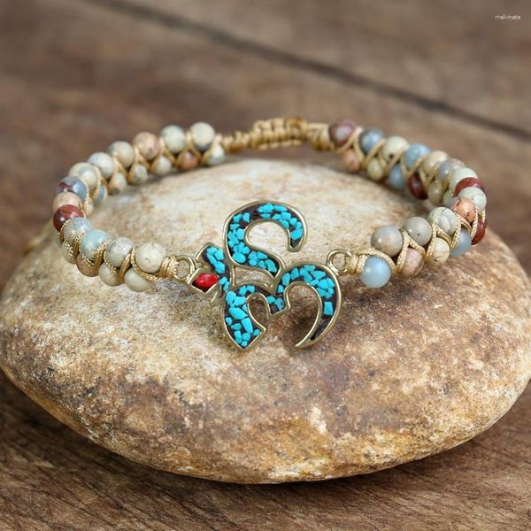 Braccialetti con ciondoli Simboli buddisti Bracciale OM per donna Uomo Yoga Guarigione Mala Meditazione Gioielli Dropship intrecciato fatto a mano