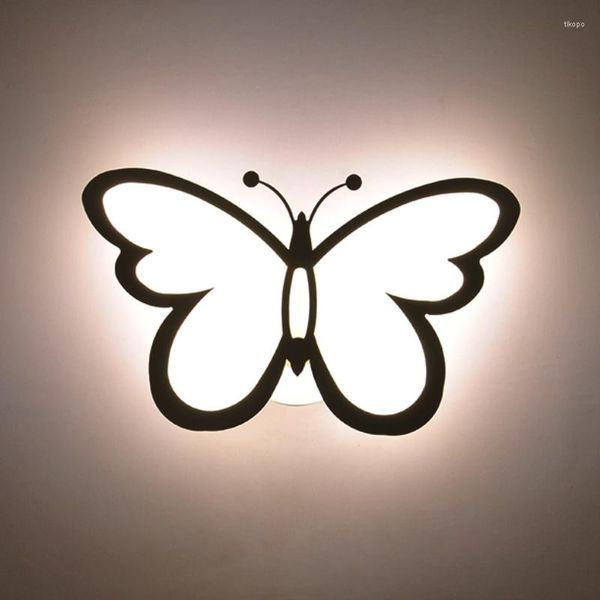 Lâmpada de parede GZMJ Wonderland Modern White Butterfly Designer Lampras Luzes de decoração para luz acrílica LED Sconce