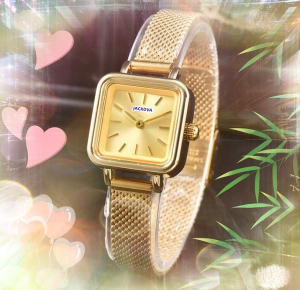 Orologio da donna al quarzo tondo quadrato piccolo, orologio da donna con data automatica, orologio di design a due pin in acciaio inossidabile, braccialetto a catena con specchio in cristallo importato, orologi eleganti Montre de Luxe