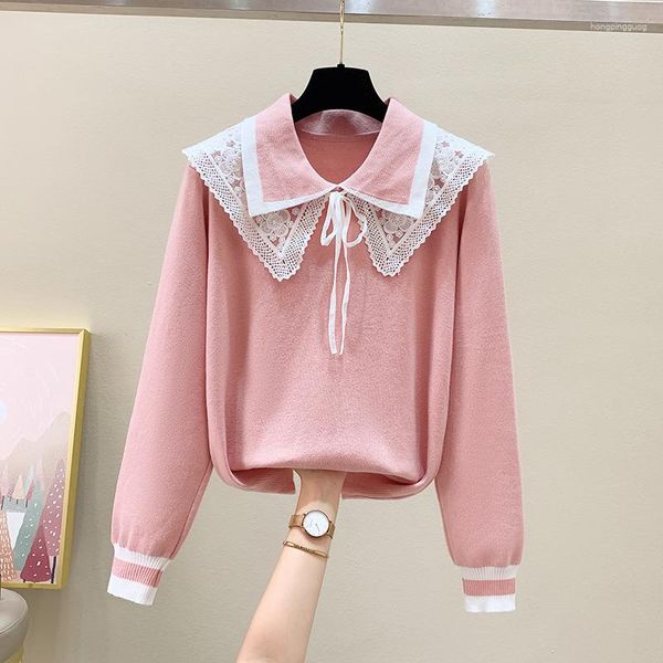 Damenpullover Grün Süße Schleife Gestrickt Koreanischer Stil Mode Pullover Für Damen Herbst Winter 2023 Kleidung Pullover Tops Bluse Weiblich