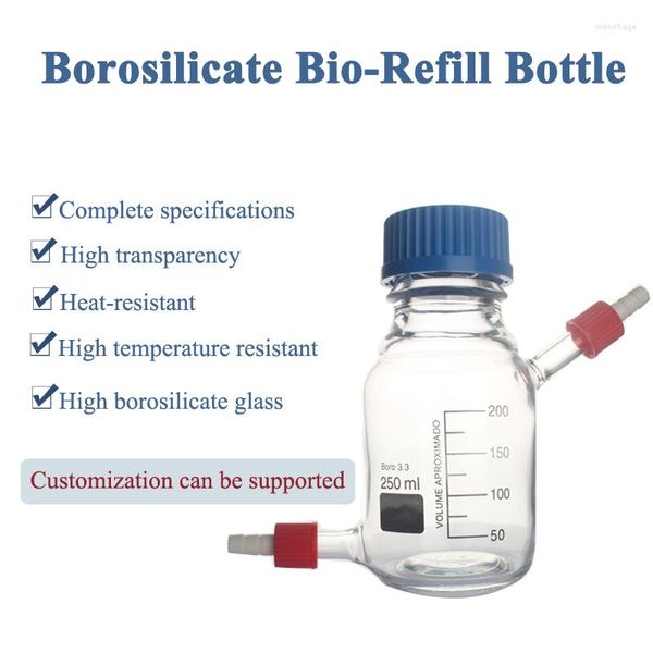 250ml borosilikat biyo-yeniden doldurma şişesi nnaerobik reaksiyon anaerobik şişe şeffaf cam reaktif