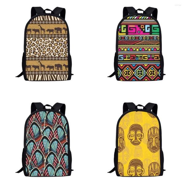 Sacos de escola para crianças meninos cultura africana impressão moda simples mochila escolar grande capacidade mochila