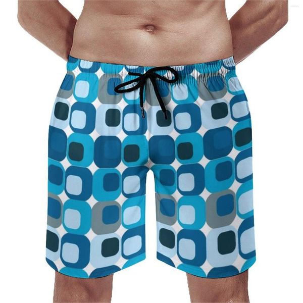 Pantaloncini da uomo Retro Mod Square Board Blu Stampa astratta Pantaloni corti da spiaggia casual Grafica sportiva Surf Costume da bagno ad asciugatura rapida Regalo