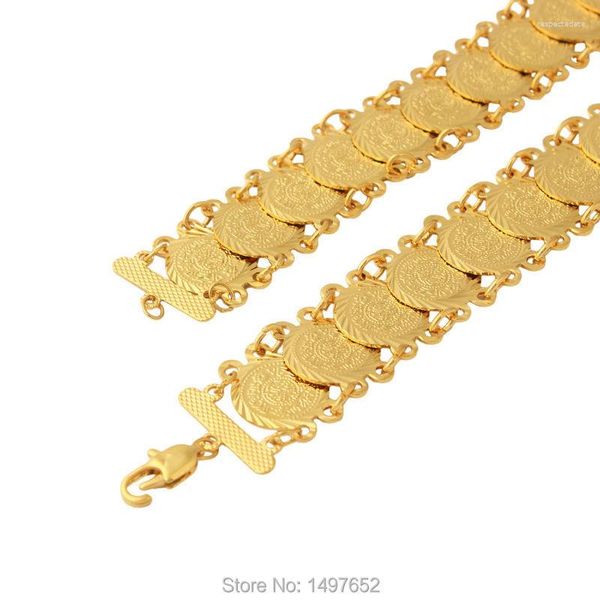 Braccialetti a maglie Moneta color oro Donna Uomo Regali Catena per musulmani