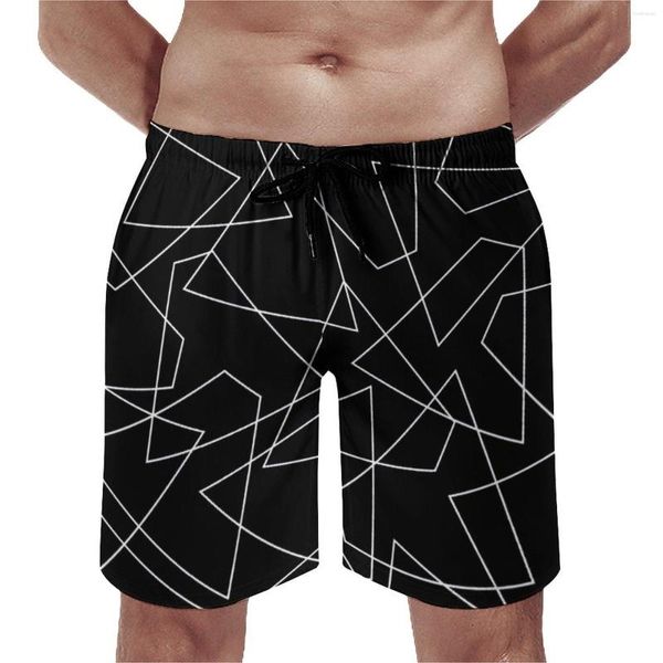 Pantaloncini da uomo Geometria astratta Palestra Estate Linea bianca Stampa Sport Fitness Pantaloni corti da spiaggia Uomo Costume da bagno oversize dal design classico