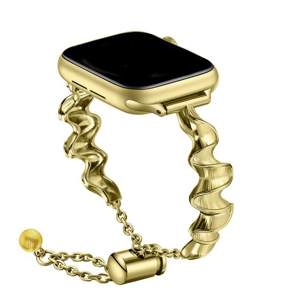 Pulseira em formato de lenço de seda, pulseira de relógio de metal para Apple Watch 8 Ultra 7 SE 6 5 4 3 Séries Pulseiras Iwatch 49mm 42mm 40mm 38mm Substituir pulseiras acessórios